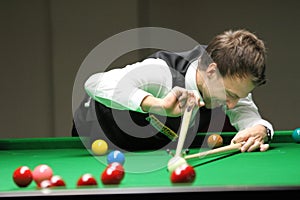 Judd Trump of UK in action during World snooker tournament Ã¢â¬ÅVictoria Bulgaria openÃ¢â¬Â in Sofia, Bulgaria Ã¢â¬â nov 18, 2012.
